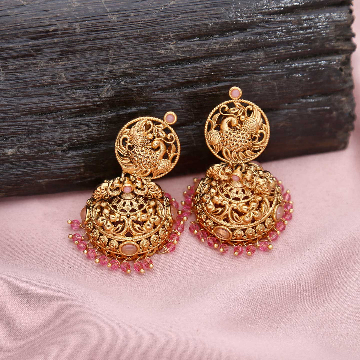 Heavy Temple Peacock Style Jhumka - ESKU301800094
