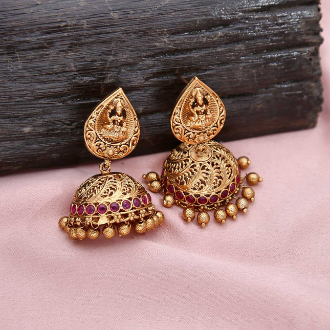 Dome Shaped Antique Jhumkas - ESKU301800095