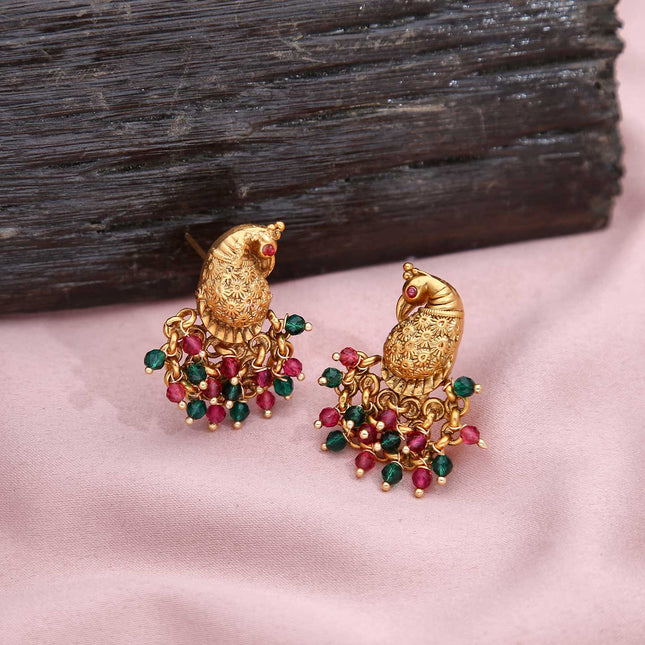 Peakock Temple Earrings - ESKU301800106
