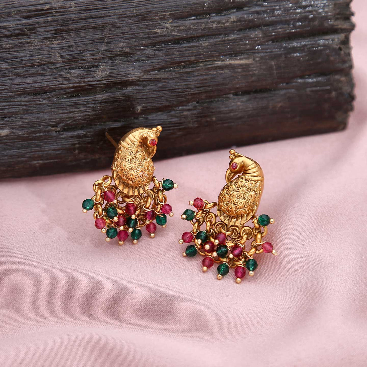 Peakock Temple Earrings - ESKU301800106
