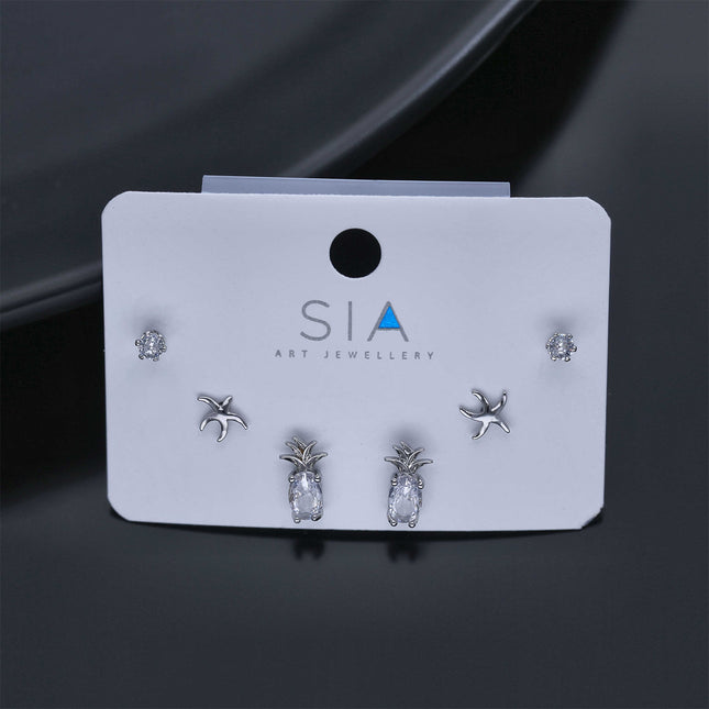 Pack Of 3 Studs Earrings - ESKU301800134