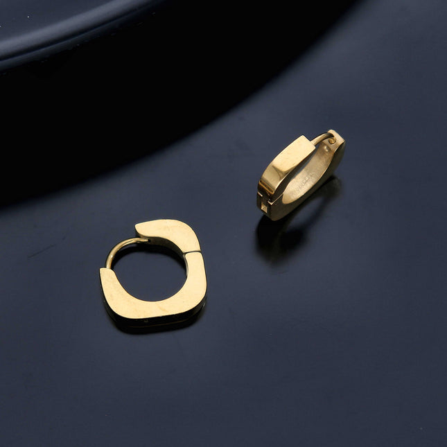 Golden Square Shape Hoop Earrings - ESKU301800172