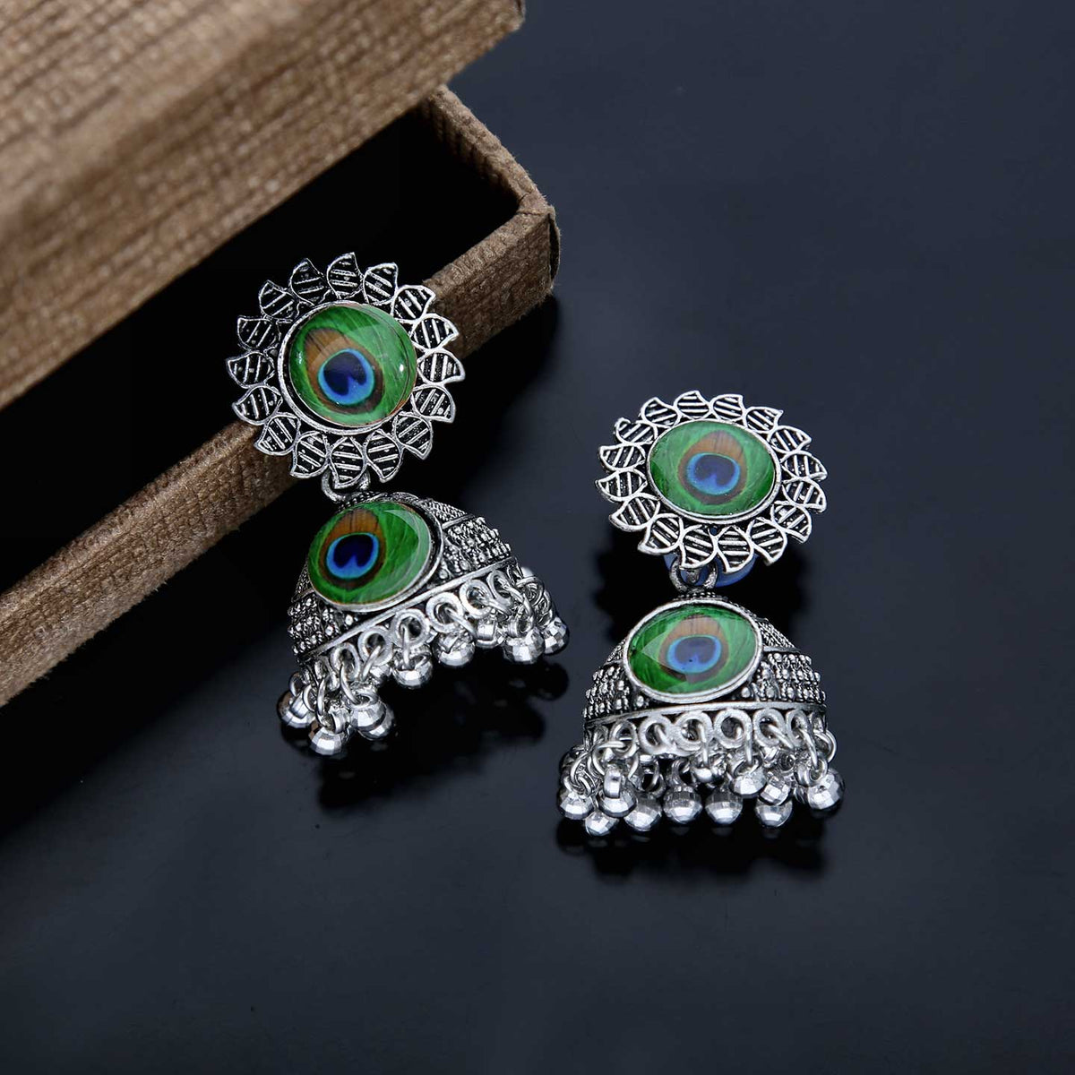 Oxidised Jhumka earrings - ESKU301800178