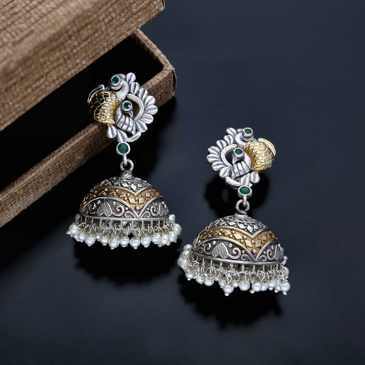 Green Oxidized Jhumki - ESKU301800184