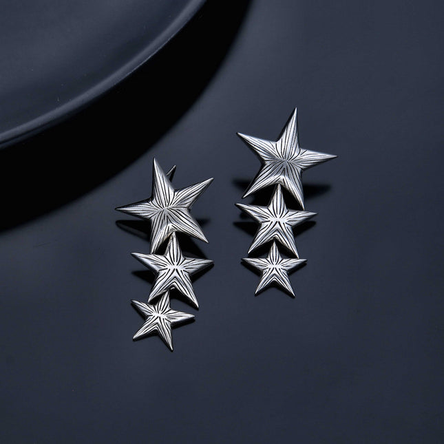 Oxidised Star Dangler Earrings - ESKU301800226