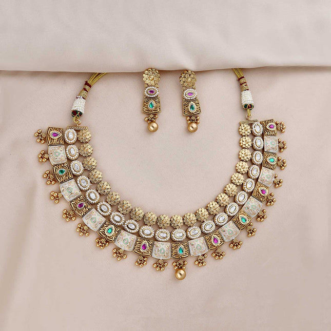 Meenakari Necklace Set - ESKU301800342