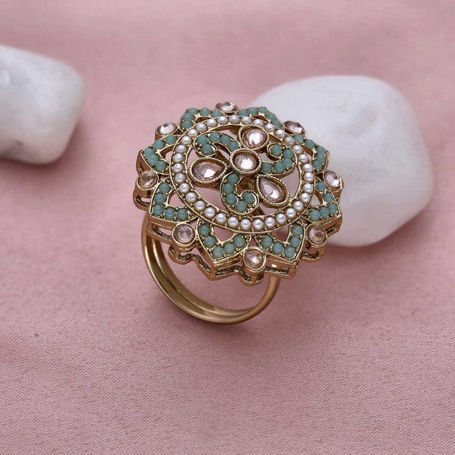 Kundan Ethnic Ring For Women - ESKU301800463