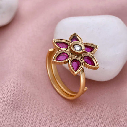 Finely Detailed Gold Ruby Ring - ESKU301800472