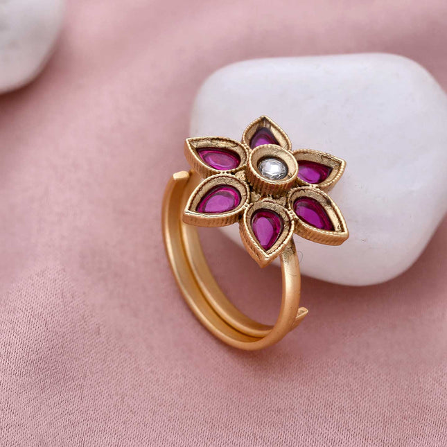 Finely Detailed Gold Ruby Ring - ESKU301800472