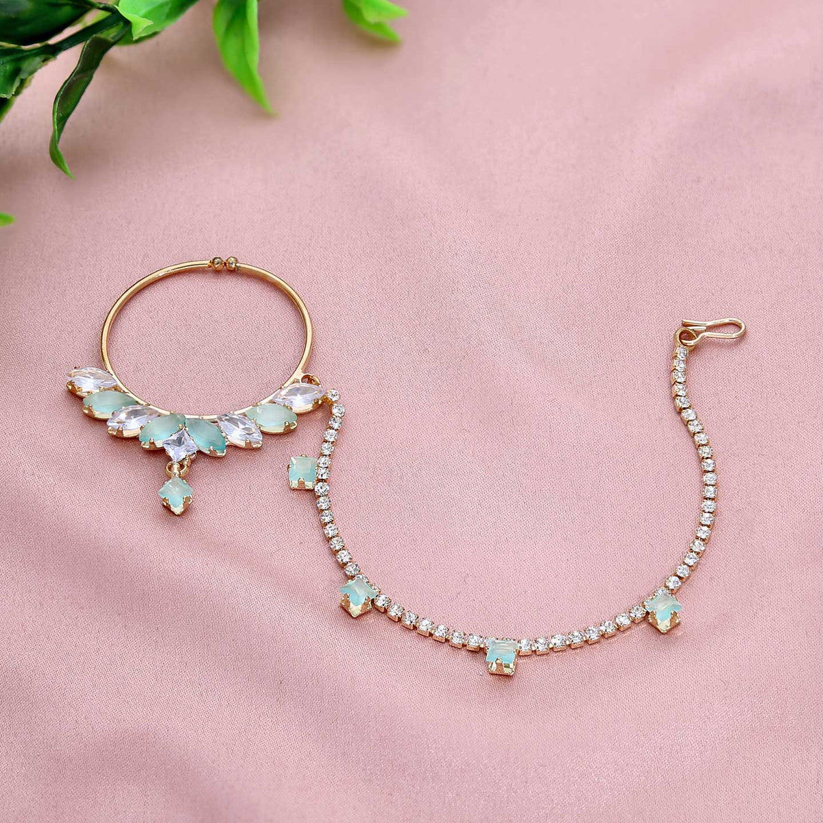 Gold-Plated Stone-Studded Nosepin - ESKU301800590