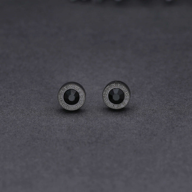 Rouman Number Stud Earrings - ESKU301901229