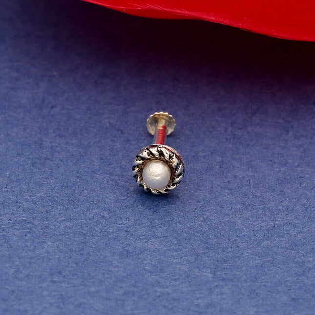 Oxidised Pearl Nose Pin - ESKU301901360