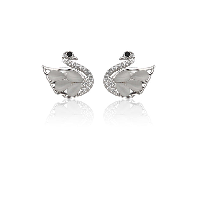 Silver Stone-Studded Stud Earrings
 - ESKU301901375