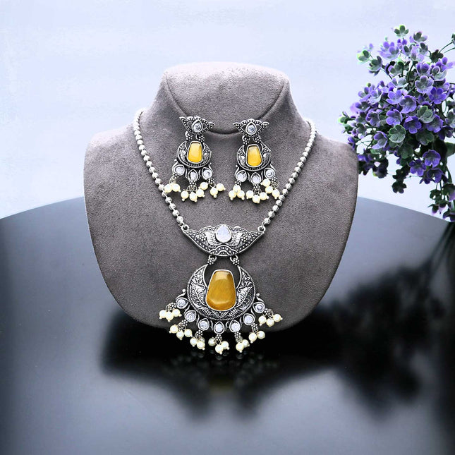 Oxidized Pendant Earring Set - ESKU302102033