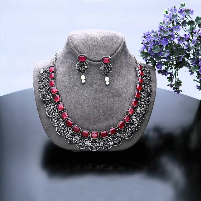 Oxidised Temple Necklace Set - ESKU302102035