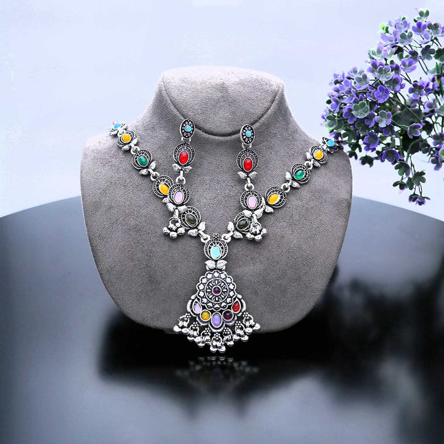 Oxidized Necklace Set - ESKU302102038