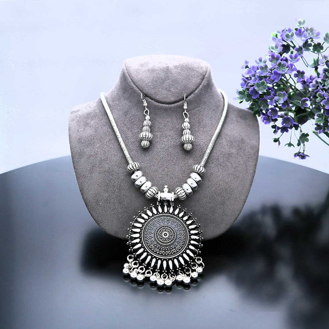 Ethnic Necklace Set with Earrings - ESKU302102043