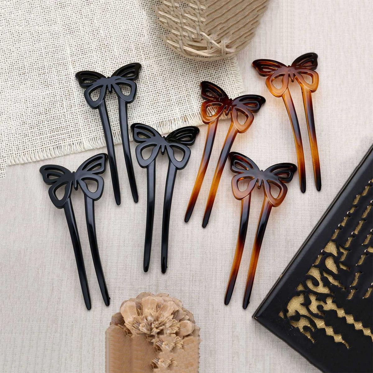 Butterfly Design U Shape Hair Stick - ESKU302202768