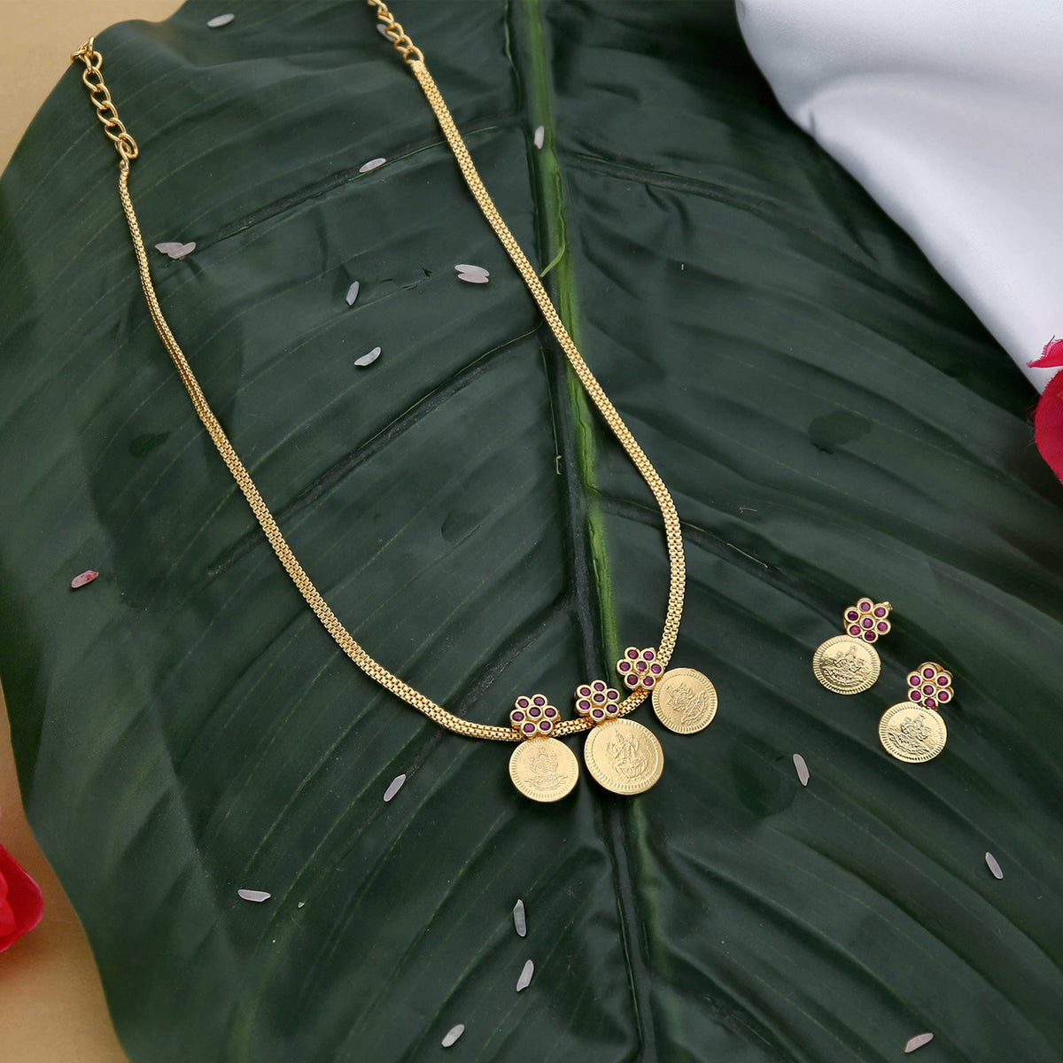 Lakshmi Coin Necklace Set - ESKU302303072
