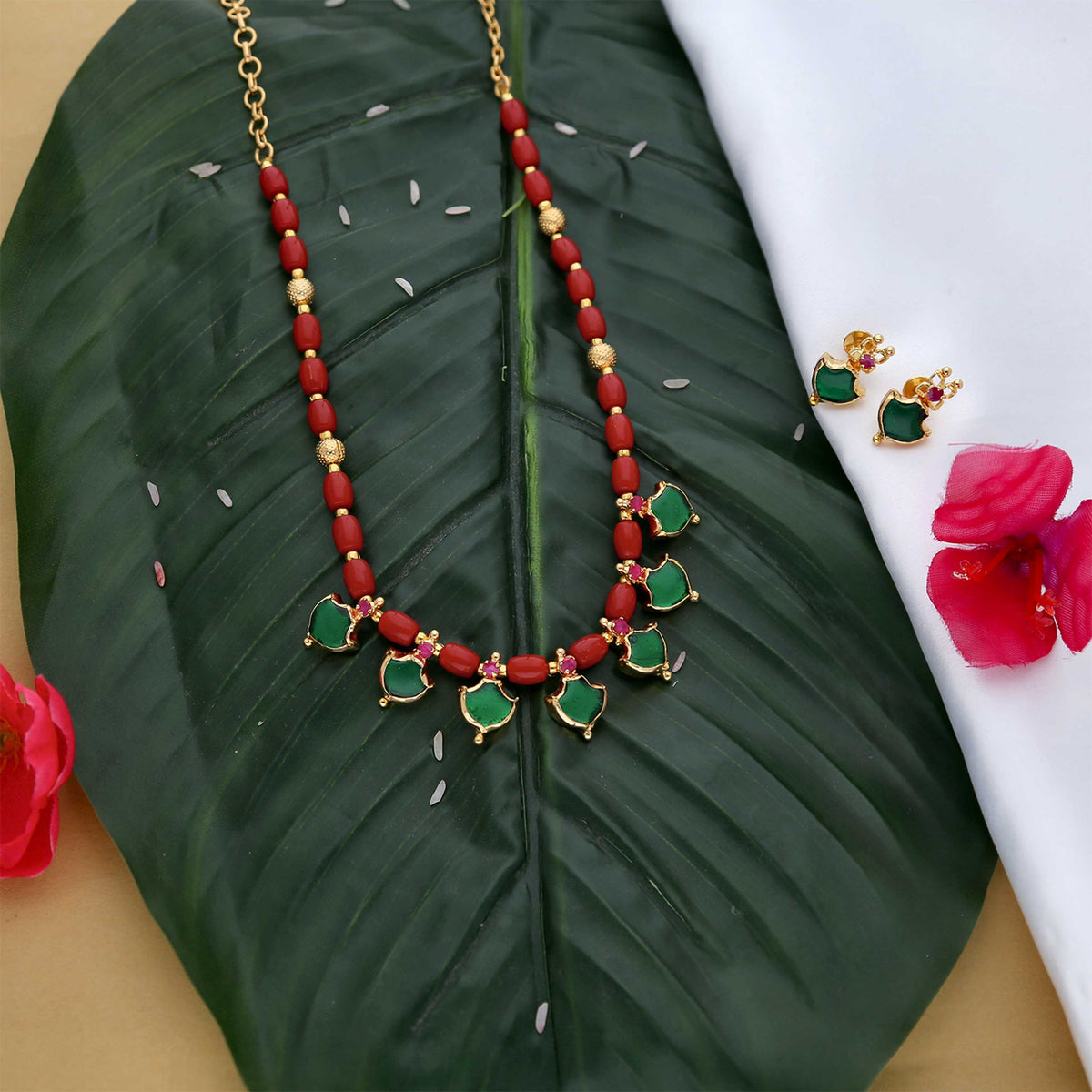 South Indian Necklace Set - ESKU302303074