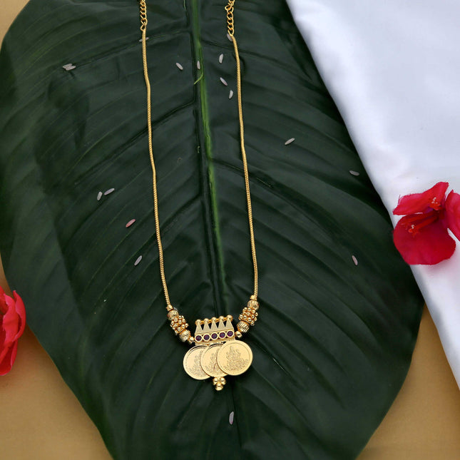 Lakshmi 3 Coin Long Necklace - ESKU302303076