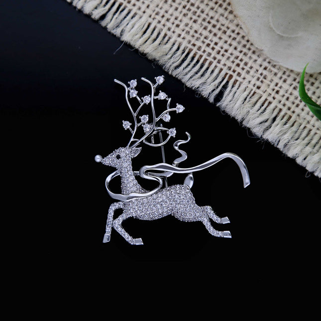 Luxury Christmas Deer Brooch - ESKU302303153