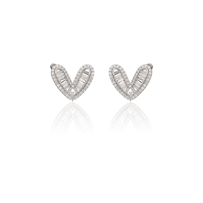 Zircon Cute Heart Stud Earrings - ESKU302303168