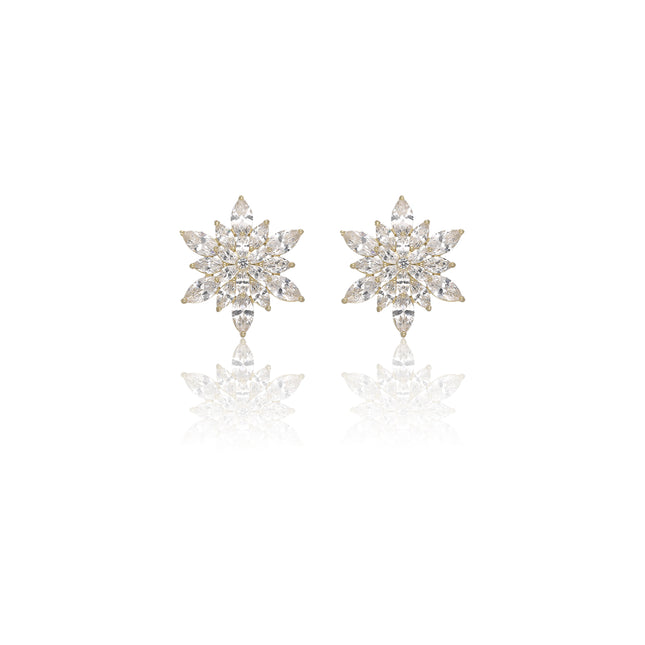 Sparkling Crystal Floral Stud Earrings - ESKU302303171