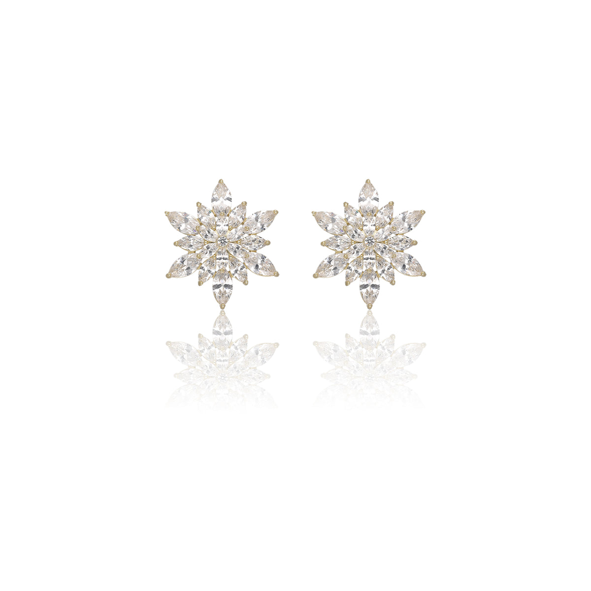 Sparkling Crystal Floral Stud Earrings - ESKU302303171
