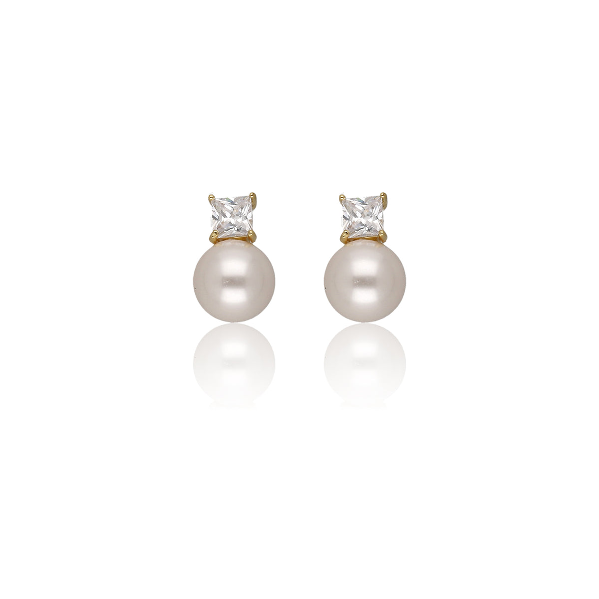 Pearl Crystal Stud Earrings - ESKU302303172