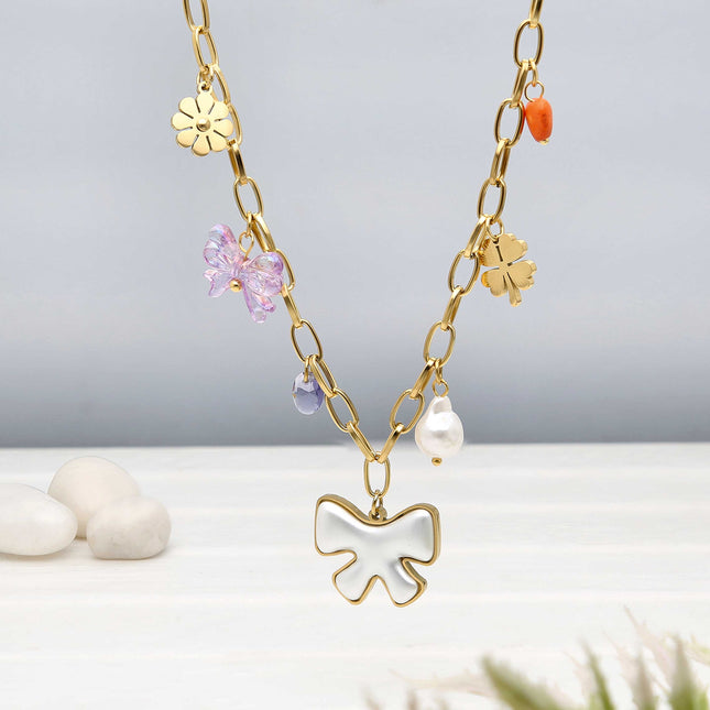 Pearl Necklace With Flower - ESKU302303193