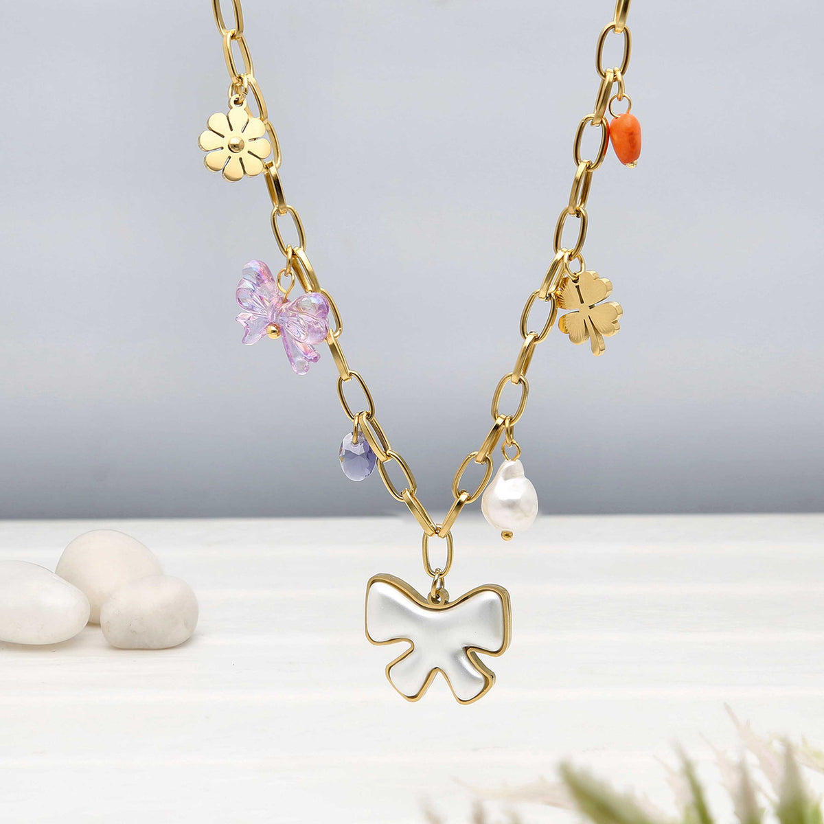 Pearl Necklace With Flower - ESKU302303193