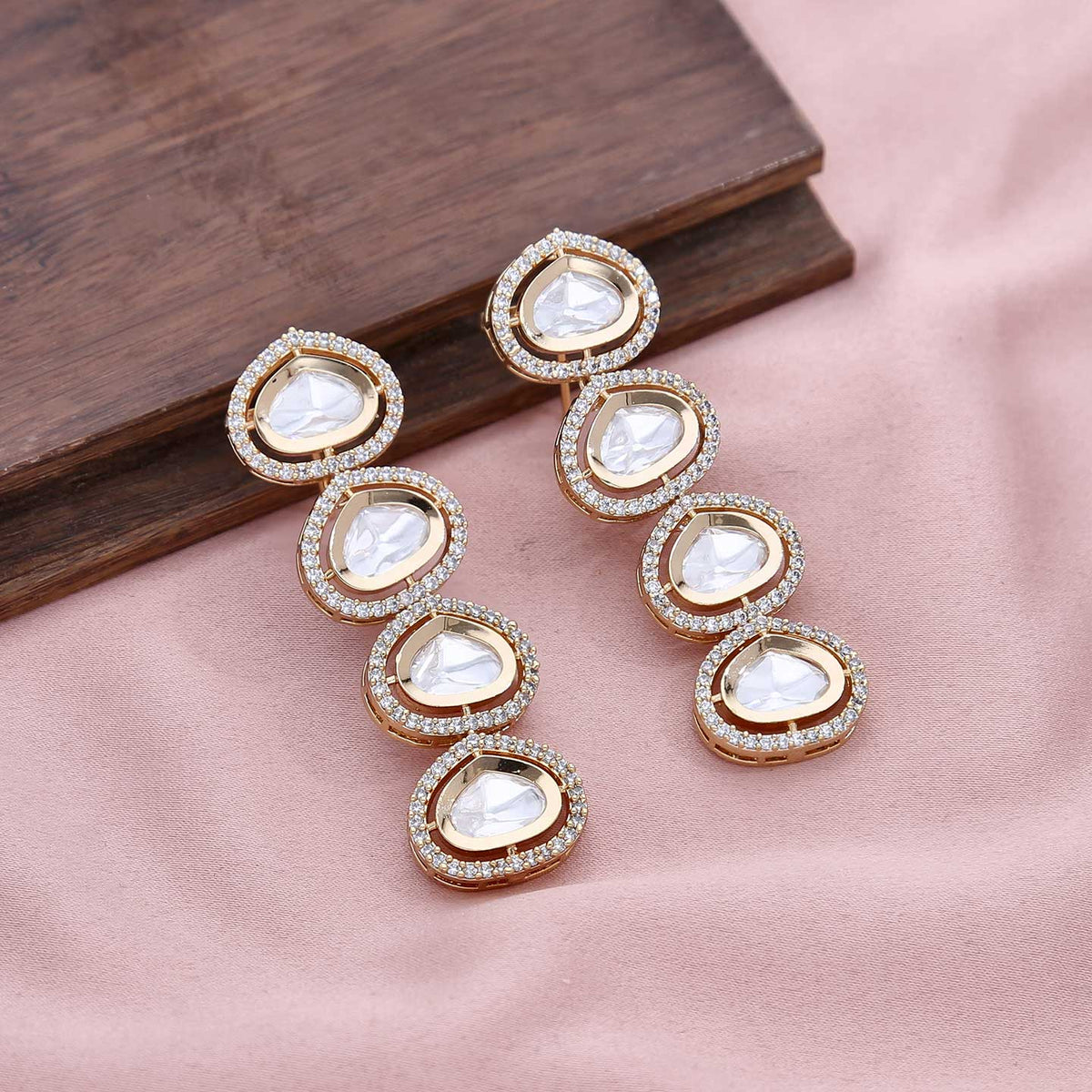 Long Kundan Earrings - ESKU301800056