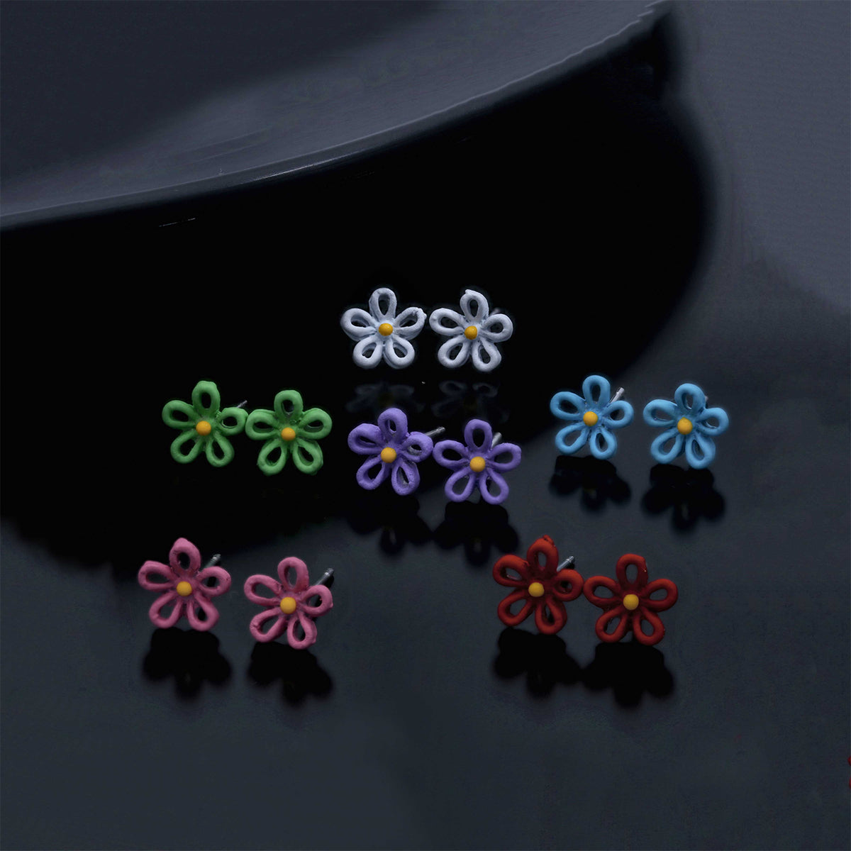 Colorful Flower Stud Earrings - ESKU301800142