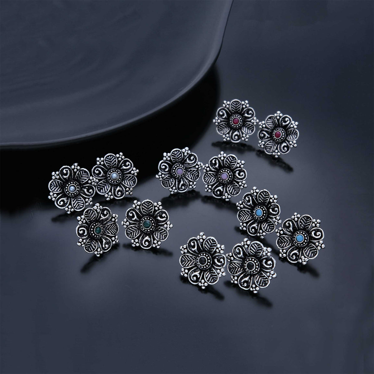 Oxidised Earrings Pack Of 6 Pair - ESKU301800150
