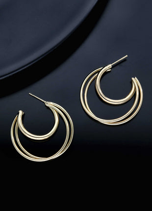 Triple Swirl Hoops Earrings - ESKU301800166