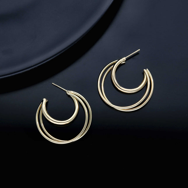 Triple Swirl Hoops Earrings - ESKU301800166