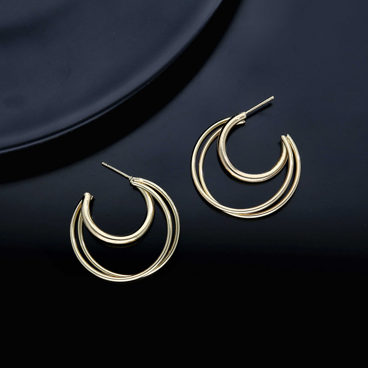 Triple Swirl Hoops Earrings - ESKU301800166