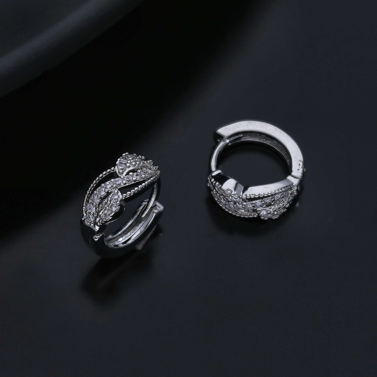 Hand Polish Cz Hoop Earring - ESKU301800174