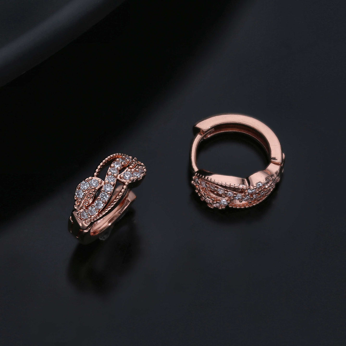 Hand Polish Cz Hoop Earring - ESKU301800174