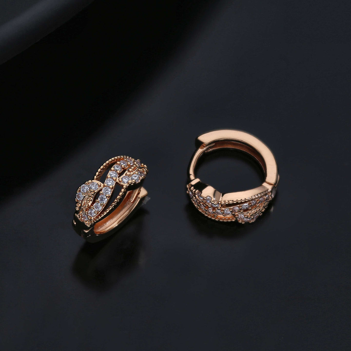Hand Polish Cz Hoop Earring - ESKU301800174