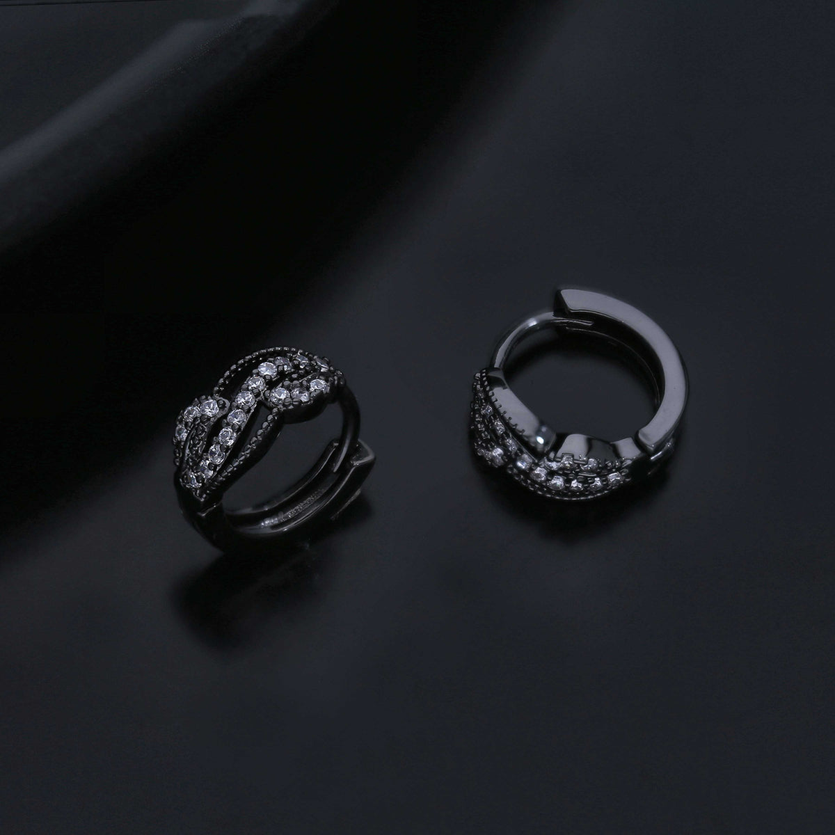 Hand Polish Cz Hoop Earring - ESKU301800174