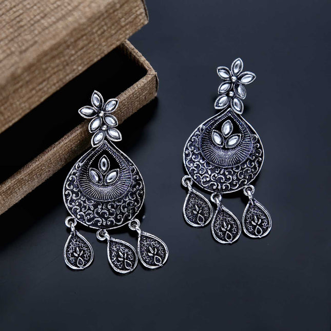 Oxidised Contemporary Drop Earrings - ESKU301800186