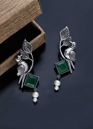 Stone-Studded Drop Earrings - ESKU301800195