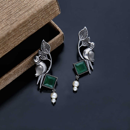 Stone-Studded Drop Earrings - ESKU301800195