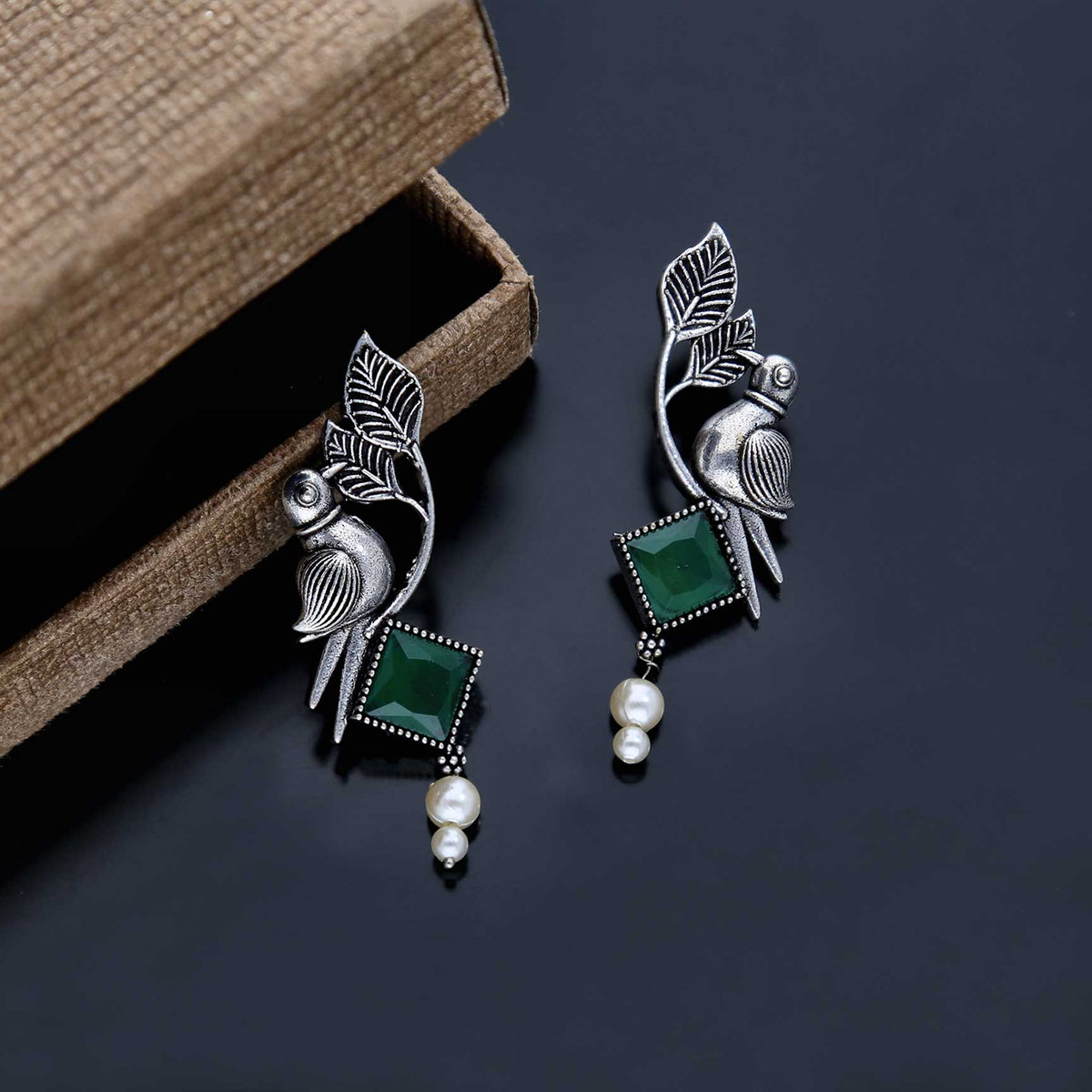Stone-Studded Drop Earrings - ESKU301800195