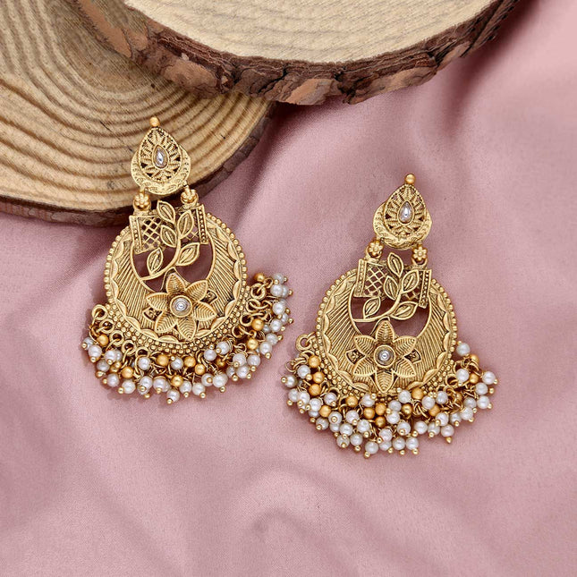 Ad Studded Pearl Chandbali Earring - ESKU301800213