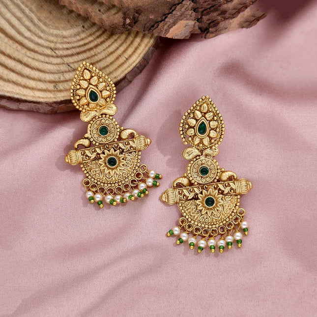 Copper Gold Stone Earrings - ESKU301800217