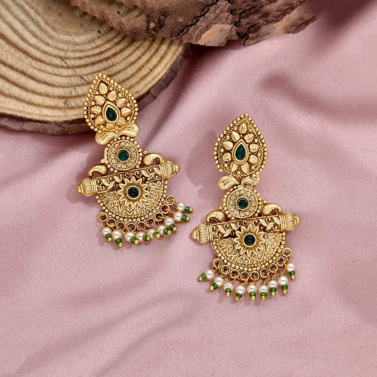 Copper Gold Stone Earrings - ESKU301800217