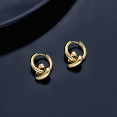 Gold Heart Hoop Earrings - ESKU301800244
